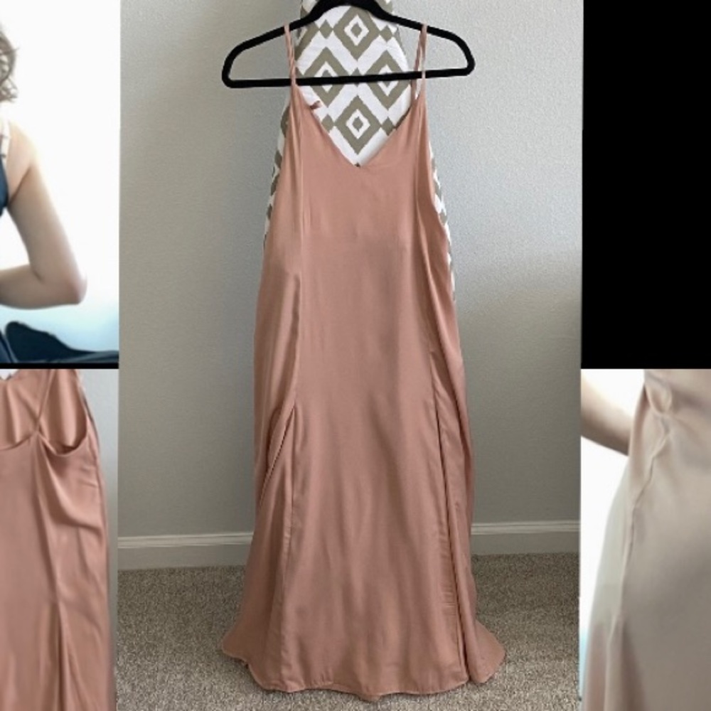 Long pink, strappy, silky, dress